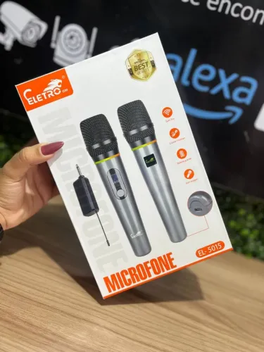 Microfone Duplo Profissional Sem Fio P10 - ELETRO Mex 