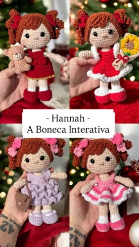 Hannah_A Boneca Interativa Sensorial Educativa Lúdico Motricidade Amigurumi Infantil