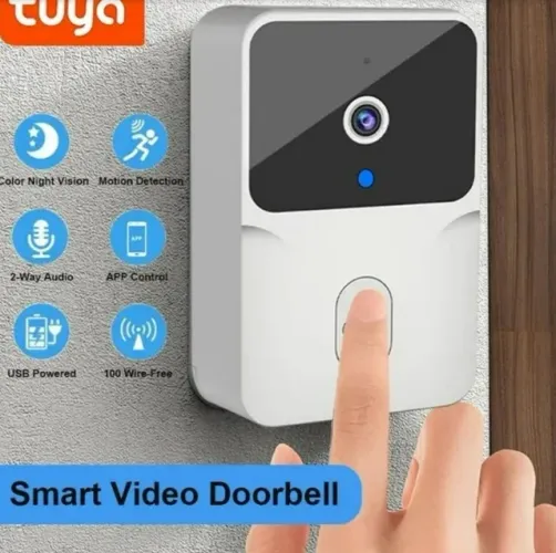 Campainha Inteligente Sem Fio Com Câmera Wi-Fi Voz Registro Visitante