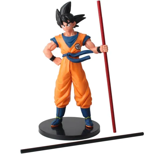 Boneco Goku Bastão Mágico Dragon Ball Anime Miniatura Action Figure 22cm