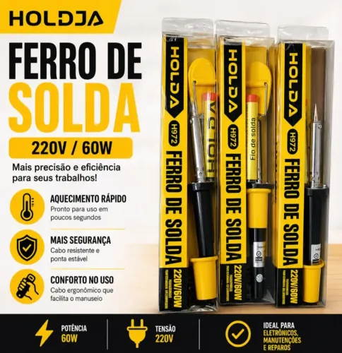 Ferro de Solda 60W 220V Profissional H972 Holda - Aquecimento Rápido