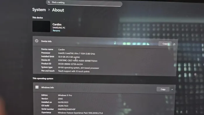 Galaxy Book 4 Ultra 7, 155h, 32GB ram, 4TB ssd, RTX 4050