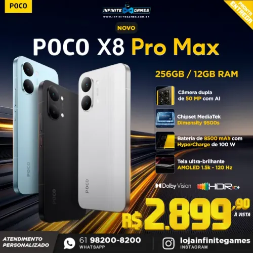 Poco X8 PRO MAX Lançamento 2026, super bateria 8500mAh! Loja física, parcelamos até 18x!