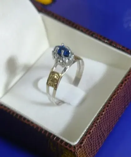 Anel de Formatura Prata 950 Com Símbolos do Curso em Ouro 18 kilates Lindo anel
