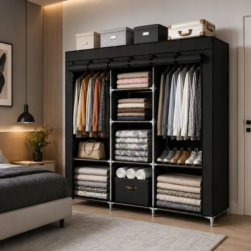 Guarda-Roupa Casal Dobrável Multiuso Organizador de Roupas Resistente Promoção