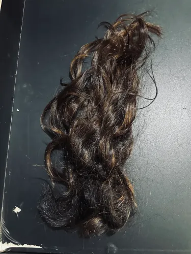Cabelo Humano Natural Castanho Iluminado - 30 cm
