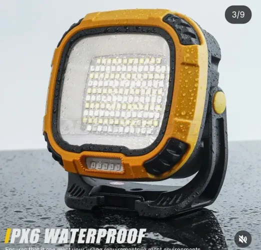 Luz De Magnética Recarregável Portátil Lanterna 142 Led 30w Amarelo<br>