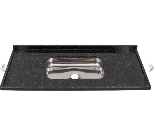 Pia de Cozinha Granito Verde Ubatuba 120cm Standard Cuba Simples L.A. Pias e Granitos
