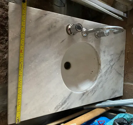 Tampo de granito com Cuba e misturador 80x50