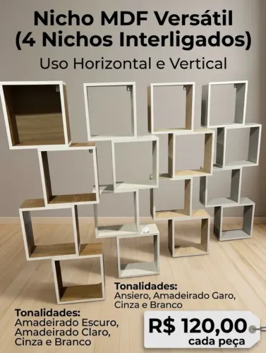 Nicho MDF - uso vertical e horizontal