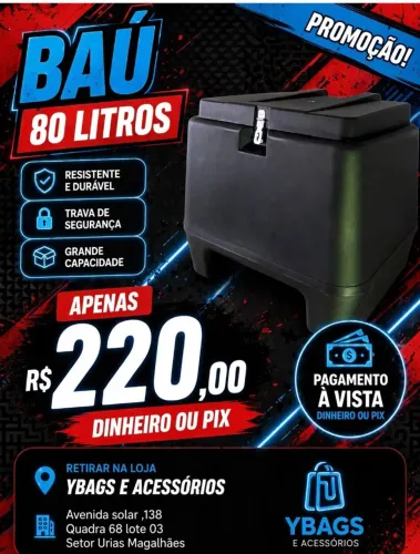 Baú motoboy 80 litros novo apenas 220