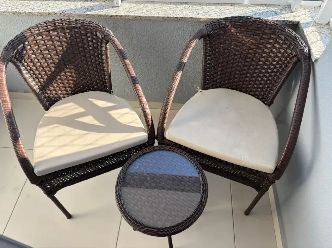 Conjunto cadeira de vime