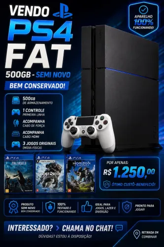 VENDE-SE PS4 FAT SEMI NOVO