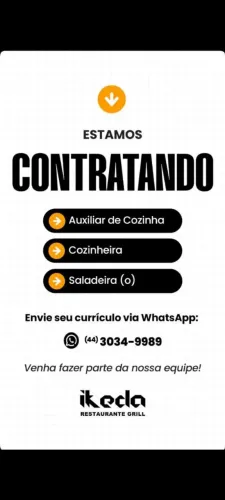 **VAGA EM MARINGA** COZINHEIRA, COPEIRA, SALADEIRA, AUXILIAR DE COZINHA