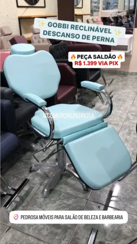 Cadeira Hidráulica Reclinável com Descanso para as Pernas para Maquiagem Cabeleireiros