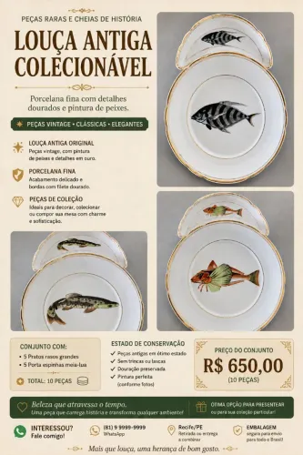 Louças antigas colecionáveis