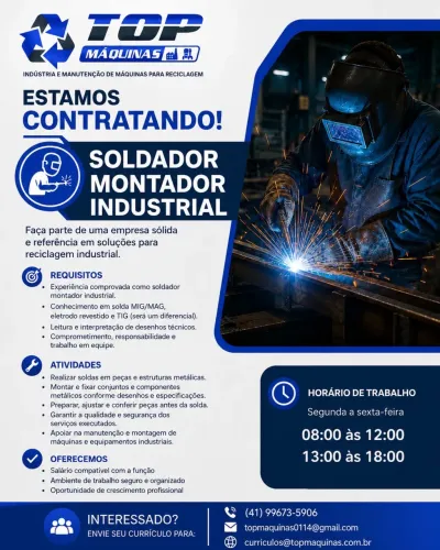 Soldador montador industrial 