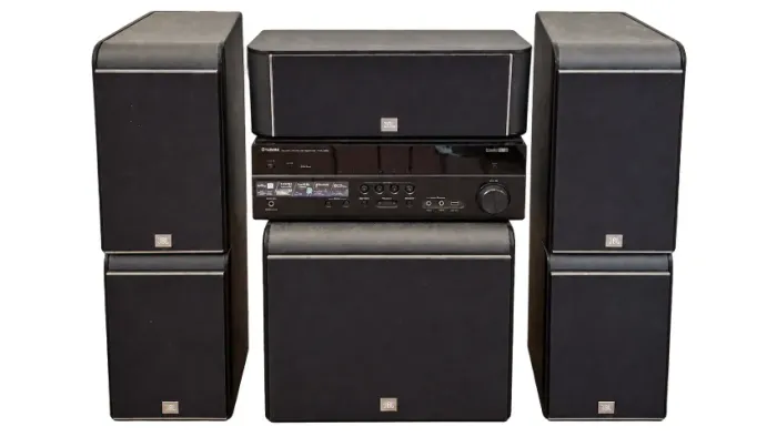 Receiver Yamaha RX-V475 + 4 Caixas JBL ES30 + 1Subwoofer JBL ES250P + 1Caixa central JBL E