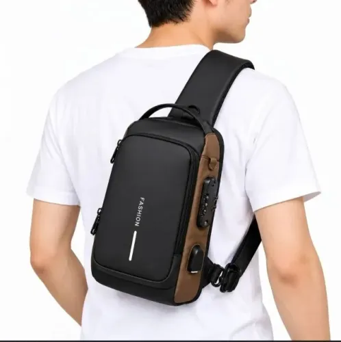 Mochila Shoulder Bag Fashion Transversal Antifurto com Cadeado USB
