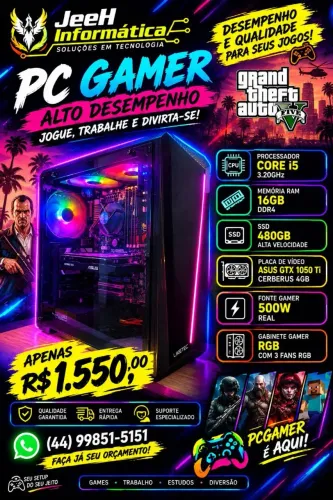 CPU GAMER COM GTX 1050 TI