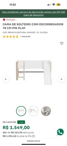 Vendo cama infantil, Menos de um ano de uso,  valor pago 1.549,00