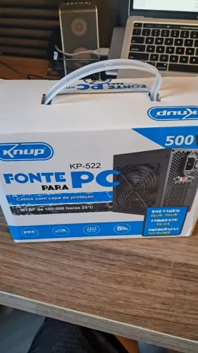 Fonte ATX 500W Knup KP-522 Preto para PC com Proteção OPP