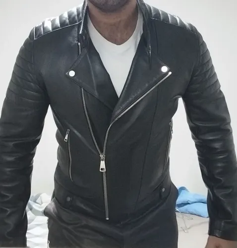 Jaqueta de couro modelo all saints