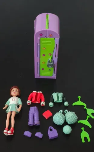 Vintage Fashion Polly Pocket School Cool Locker Lila 200 completo