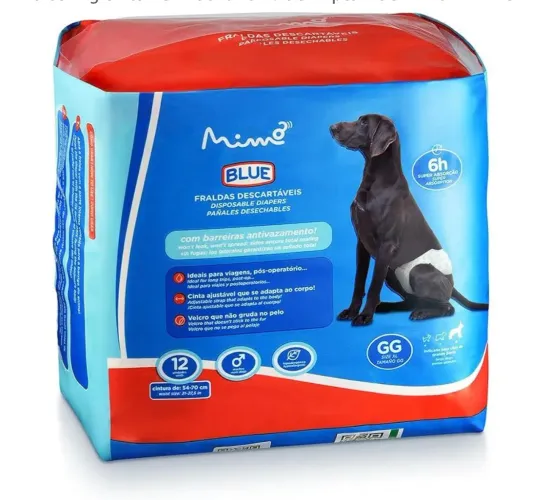 Fralda Pet Macho GG Mimo BLUE - Kit 11 Pacts Lacrados - Alta absorção