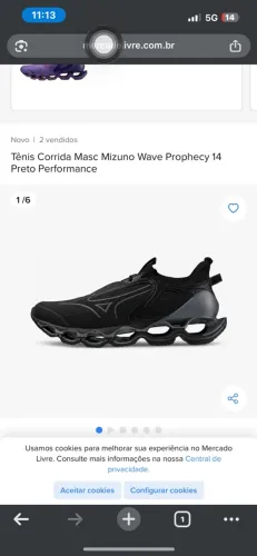 Tênis Corrida Masc Mizuno Wave Prophecy 14 Preto Performance