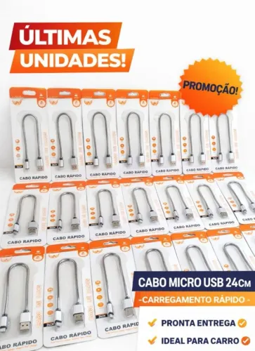 Vendo lote de Cabos Micro USB (V8) Metálicos Reforçados (24 cm) - Altomex.