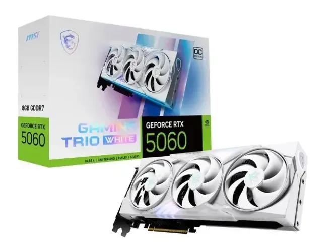 Placa de Video MSI GeForce RTX 5060 Ti Gaming Trio OC White, 8GB, GDDR7, 128-bit, G506T-8G