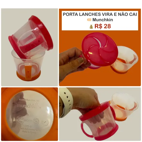 Kit 2 Potes de Lanche Rosa e Laranja (Snack Catcher) - Munchkin