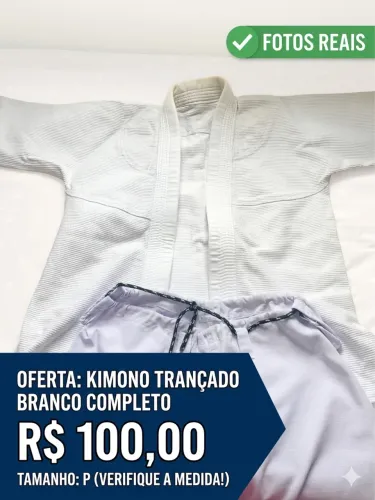 Kimono Branco Trançado Tamanho P - Ideal para Jiu-Jitsu / Judô (Ótimo Estado)