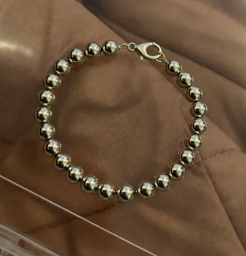 pulseira de prata 925 de bolas. 18cm