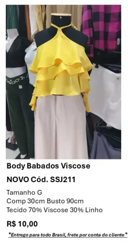 Cropped Com Babados Amarelo Manteiga