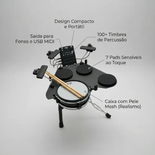  Bateria Eletrônica Seven - Praticidade e Qualidade para seus Estudos!