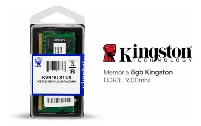 Memória P/ Notebook DDR3L 8GB 12800 - Kingston PC3L-1600S - Novo c/garantia - Nexo Sto