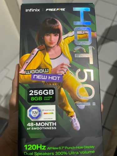 Infinix hot 50i 256GB 4+4GB RAM Com capinha e carregador 