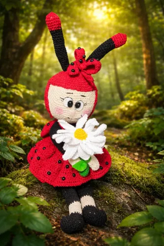 Joaninha boneca em amigurumi 