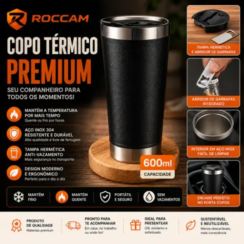 Copo Térmico Inox NOVO Para Cerveja Com Tampa E Abridor 473ml