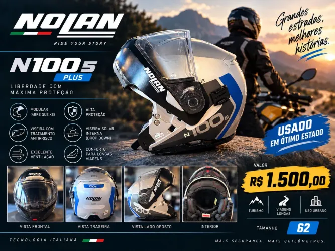 Capacete Nolan N 100 tamanho 62
