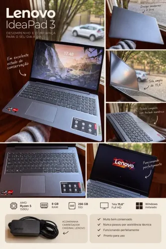 Notebook Lenovo IdeaPad 3 Ryzen 5 | 8GB RAM | SSD 256GB | Impecável