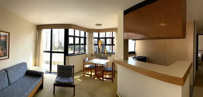 Flat mobiliado para locação no Baden Baden, Brooklin, 50 m², 1 dormitório, 1 vaga - São Pa