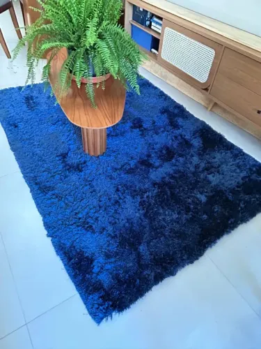 Tapete peludo azul 2 x 1,40