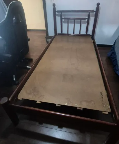 Cama de Solteiro Mogno 88cm larg Mobiliadora Líder