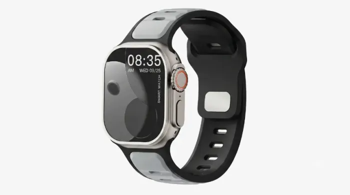 Pulseira Silicone Preta/Cinza para Apple Watch 42/44/45/46/49mm Nova
