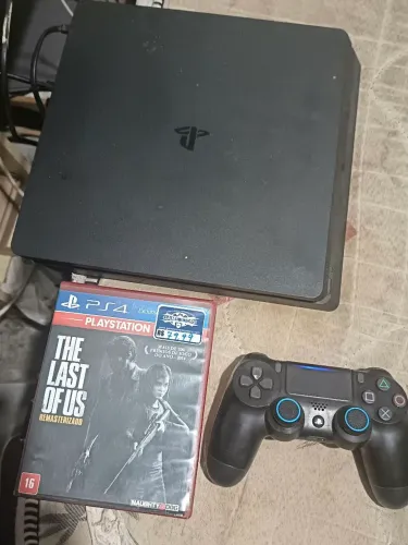 PS4 Slim + Controle sem fio + jogo( the last of us part 1)