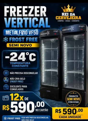 Freezer. Metalfrio vf50 congelados frosfree semi novo são 3 Freezer 12xR$590 cada 1