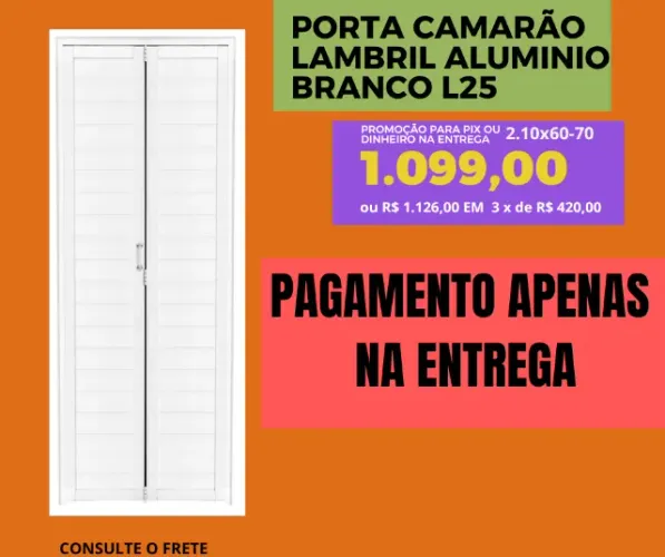 porta aluminio camarão lambril código 045 210x70 pagamento apenas na entrega